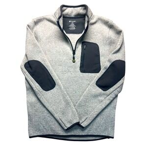 Kyodan Mens Pullover 1/4‎ Zip Fleece Oatmeal Elbow Patches Gorpcore M